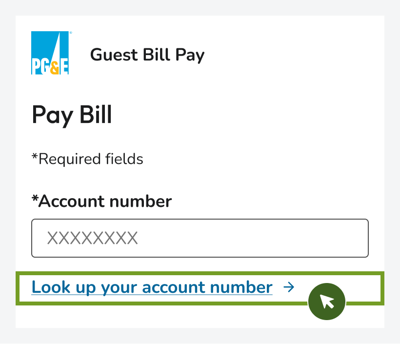 select look up your account number under the account number form field